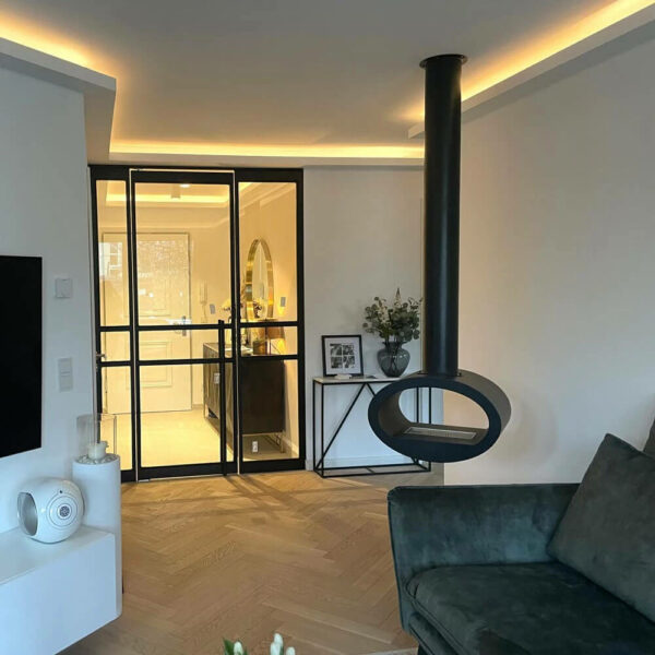 Cheminée Bioéthanol Suspendue Noire 190cm fond2