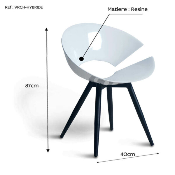 Chaise designe en resine modèle Hybride dim