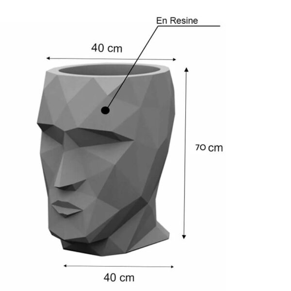 Pot en resine modèle visage H70 dim