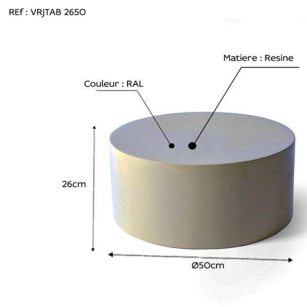 Table basse en resine ronde D50 dim