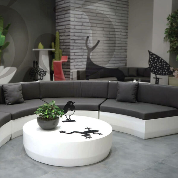 Table basse ronde en resine D120 couv