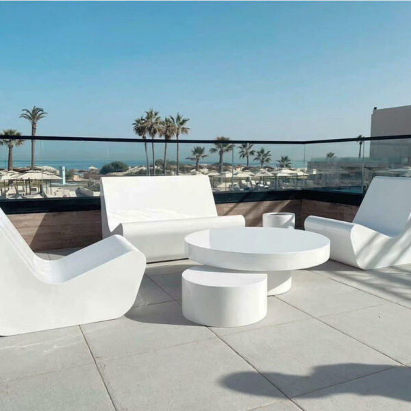 salon de jardin tunisie - Table basse ronde en resine H22 couv