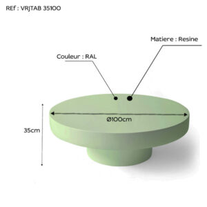 Table basse ronde sur pied en resine D100