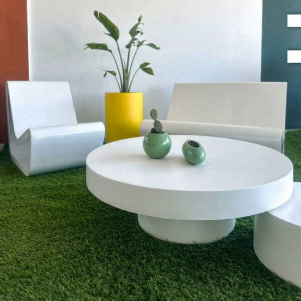 Table basse ronde sur pied en resine D100 reel