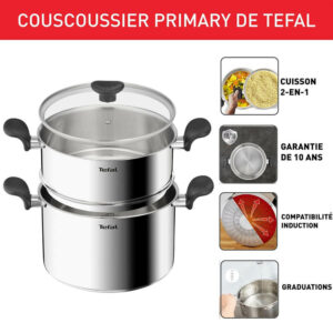 Tefal Couscoussier inox induction de 24cm / 6,7L