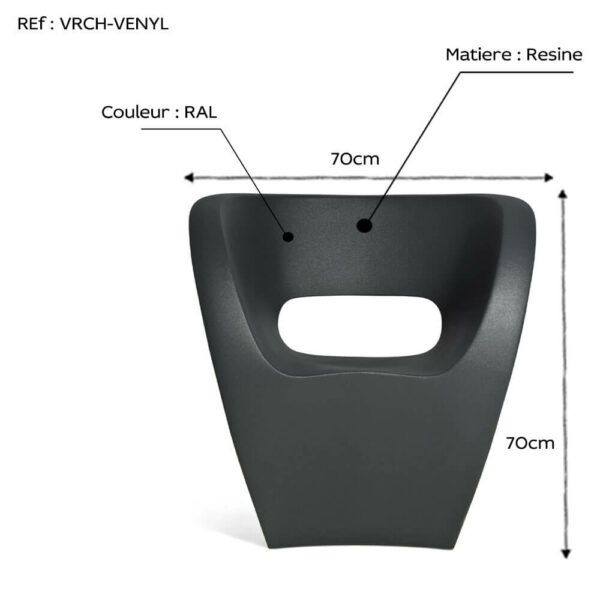 Fauteuil elégante en résine VENYL70 dim