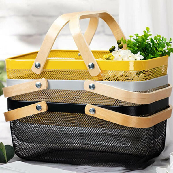 Panier de rangement en métal pique nique couv