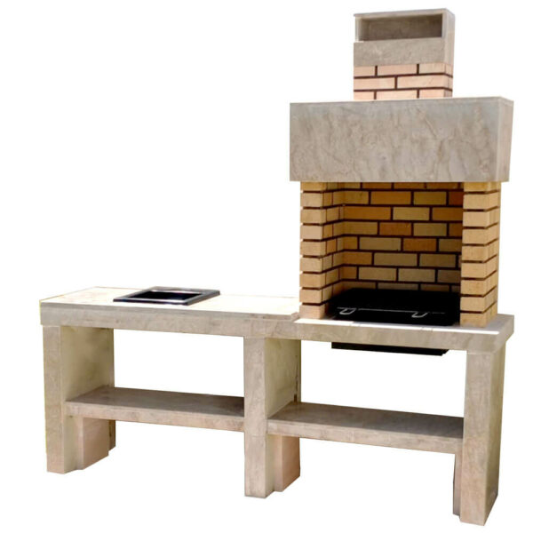 Barbecue en marbre et briques refractaire BM05