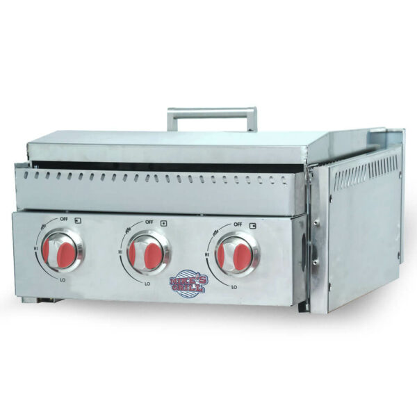 Plancha Gaz Inox 3 Brûleurs a poser PL700 avec couvercle