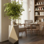 Cache Pot GeoForme en Résine CP036 couverture beige