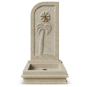 Fontaine murale en marbre Téla motif palmier FMM08