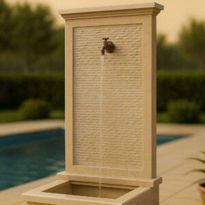 Fontaine murale pour exterieur en marbre FMM09