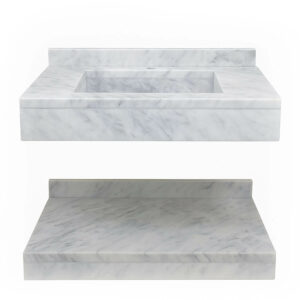 Lavabo suspendue avec etagere en marbre Blanc italie LMEB100