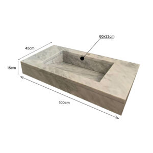 Lavabo suspendue avec etagere en marbre Blanc italie LMEB100