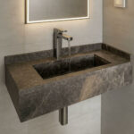 Lavabo suspendue en marbre Tindra gris LMT70 couv