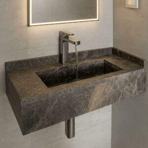 Lavabo suspendue en marbre Tindra gris LMT70