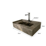 Lavabo suspendue en marbre Tindra gris LMT70 dim