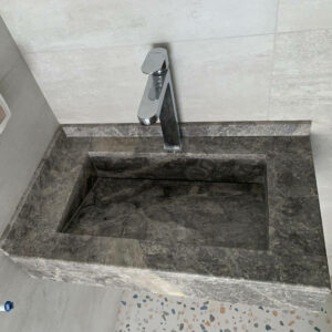 Lavabo suspendue en marbre Tindra gris LMT70