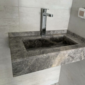 Lavabo suspendue en marbre Tindra gris LMT70