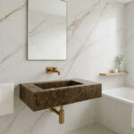 Lavabo suspendue en marbre emperador LME70 couv1