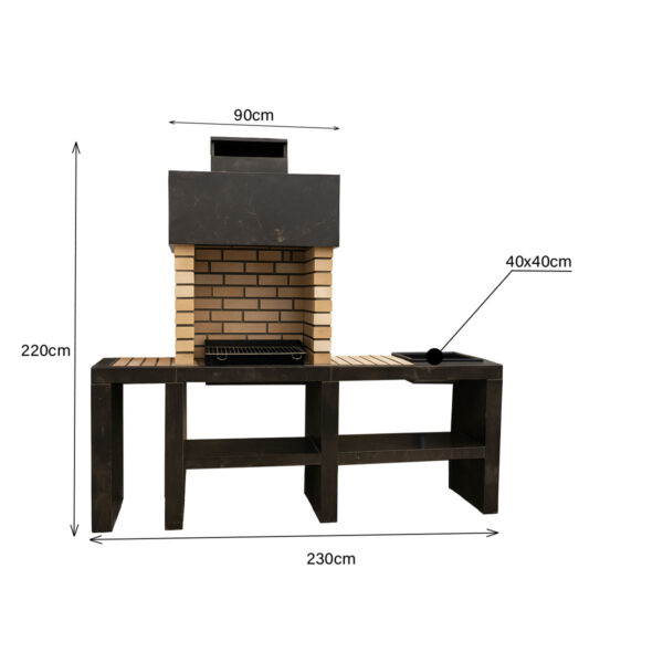 Barbecue extérieure en briques et marbre BPM14 dim