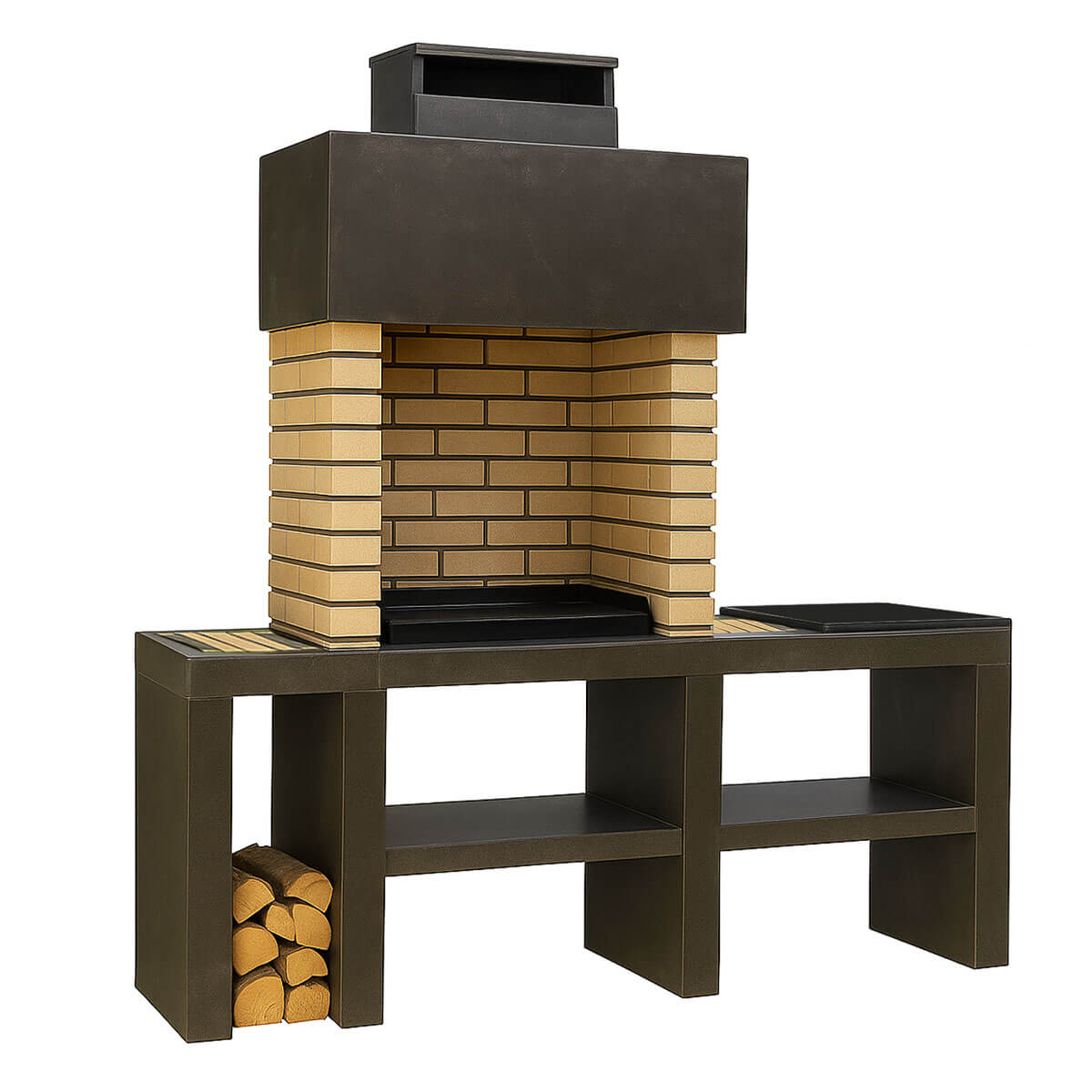 Barbecue extérieure en briques et marbre BPM14