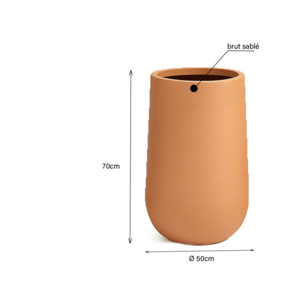 Pot de fleur conique en béton leger modèle TERRA70 dim