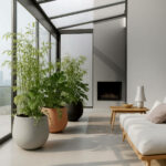 Pot de jardin ovale en béton fibré modèle LUNA50 couv