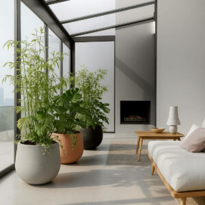 Pot de jardin ovale en béton fibré modèle LUNA50