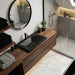 Lavabo de salle de bain en Stonflex EVA80 noir mat couv