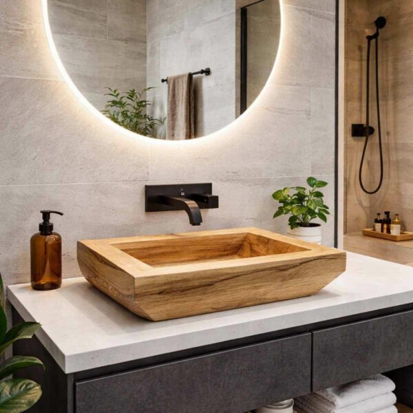 Vasque a poser en bois africain marbré VBA7045 couv