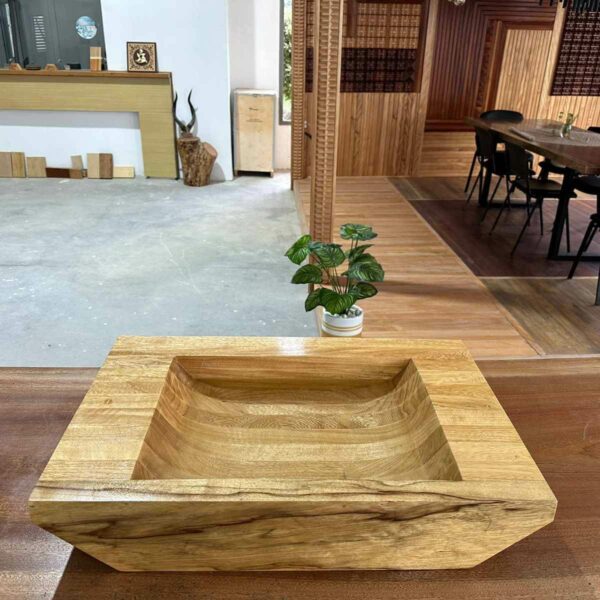 Vasque a poser en bois africain marbré VBA7045 reel