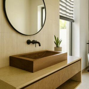 Vasque a poser en bois africain marbré VBA8040