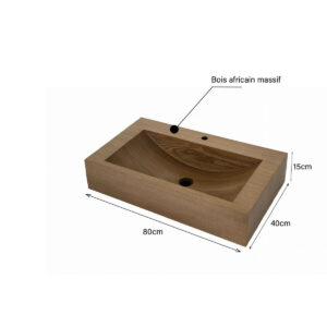 Vasque a poser en bois africain marbré VBA8040
