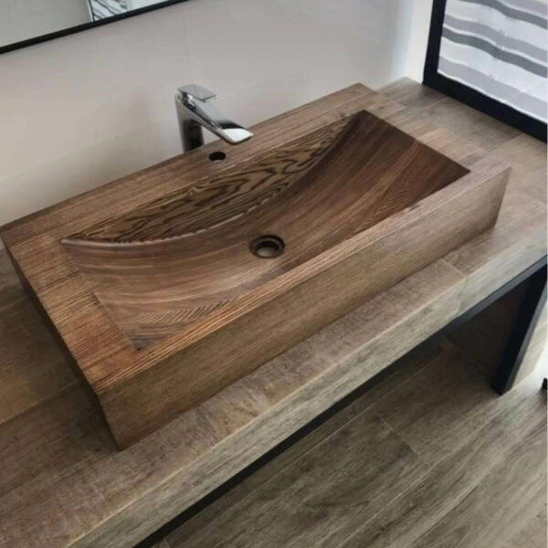 Vasque a poser en bois africain massif VBA8040 reel