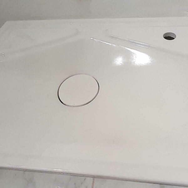 Vasque encastré de salle de bain en Stonflex JURY80 blanc brillant reel