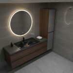 Vasque encastré de salle de bain en Stonflex JURY80 noir brillant couv