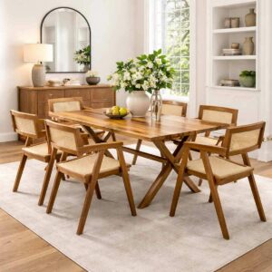 Table de salle à manger en bois marbré ref TBM160