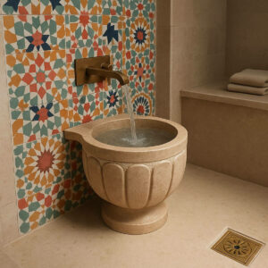 Bassine Hammam en Marbre Thala H 40 cm