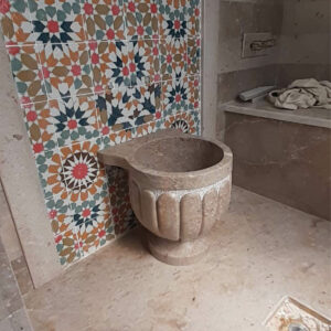 Bassine Hammam en Marbre Thala H 40 cm