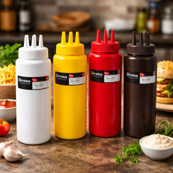 Bouteille à sauce avec  3 trous de 950 ml couverture