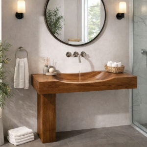 Lavabo en bois africain massif ref LBA80