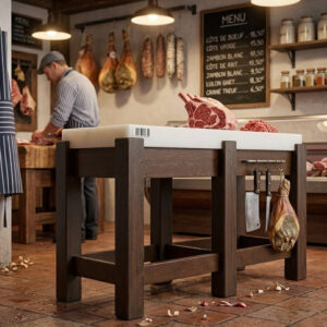 Billot de Boucher Polyéthylène Blanc 150x50x93 cm ep10