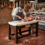 Billot de Boucher Polyéthylène en Blanc 100x50x93 cm couv