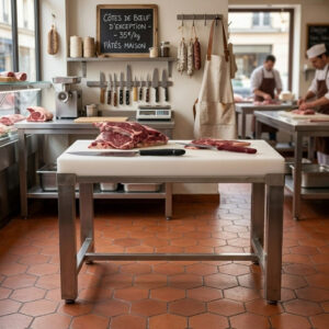 Billot de Boucherie Professionnel en Inox 100×50 cm