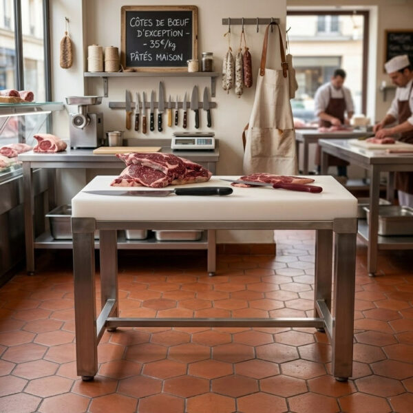 Billot de Boucherie Professionnel en Inox 100x50 cm couv