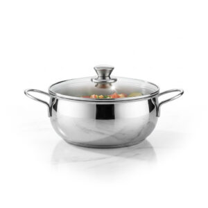 Faitout inox 18/10 avec couvercle en verre 2L