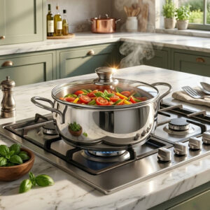 Faitout inox 18/10 avec couvercle en verre 2L