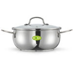 Faitout en inox avec couvercle en verre 5L 24cm