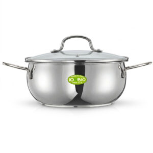 Faitout en inox avec couvercle en verre 5L 24cm